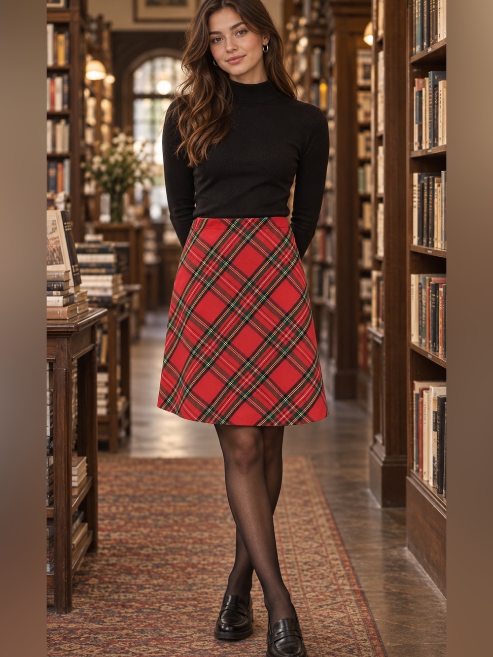 Plaid Tartan A-Line Skirt XS High Waist Punk Preppy Karen Kane NWT